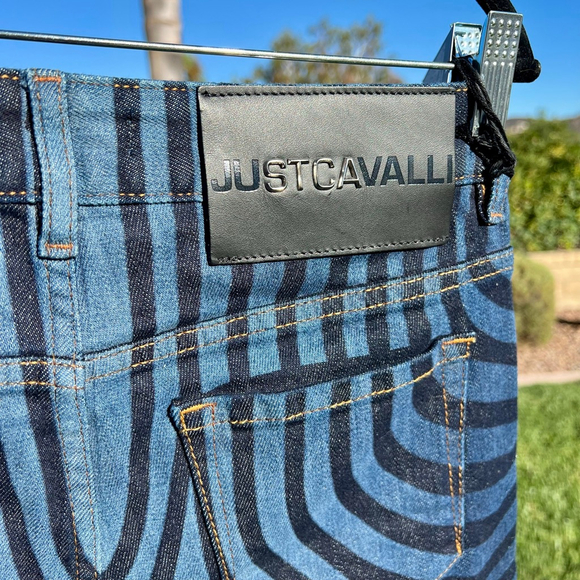 Just Cavalli Zebra Denim Jeans Blue Black High-Rise Skinny Size 27 NWT - Picture 5 of 9